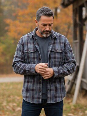 Gander Mountain Guide Series XL 100% Cotton Heavyweight Blue/Grey Flannel Shirt